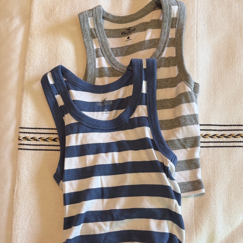 Hollister Blue and Gray Striped Tank Tops (Set)